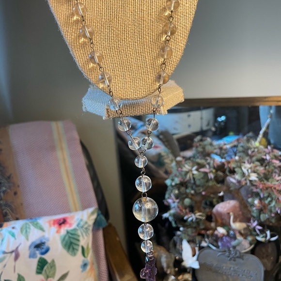 Antique Crystal & Amethyst Pool of Light Style Necklace